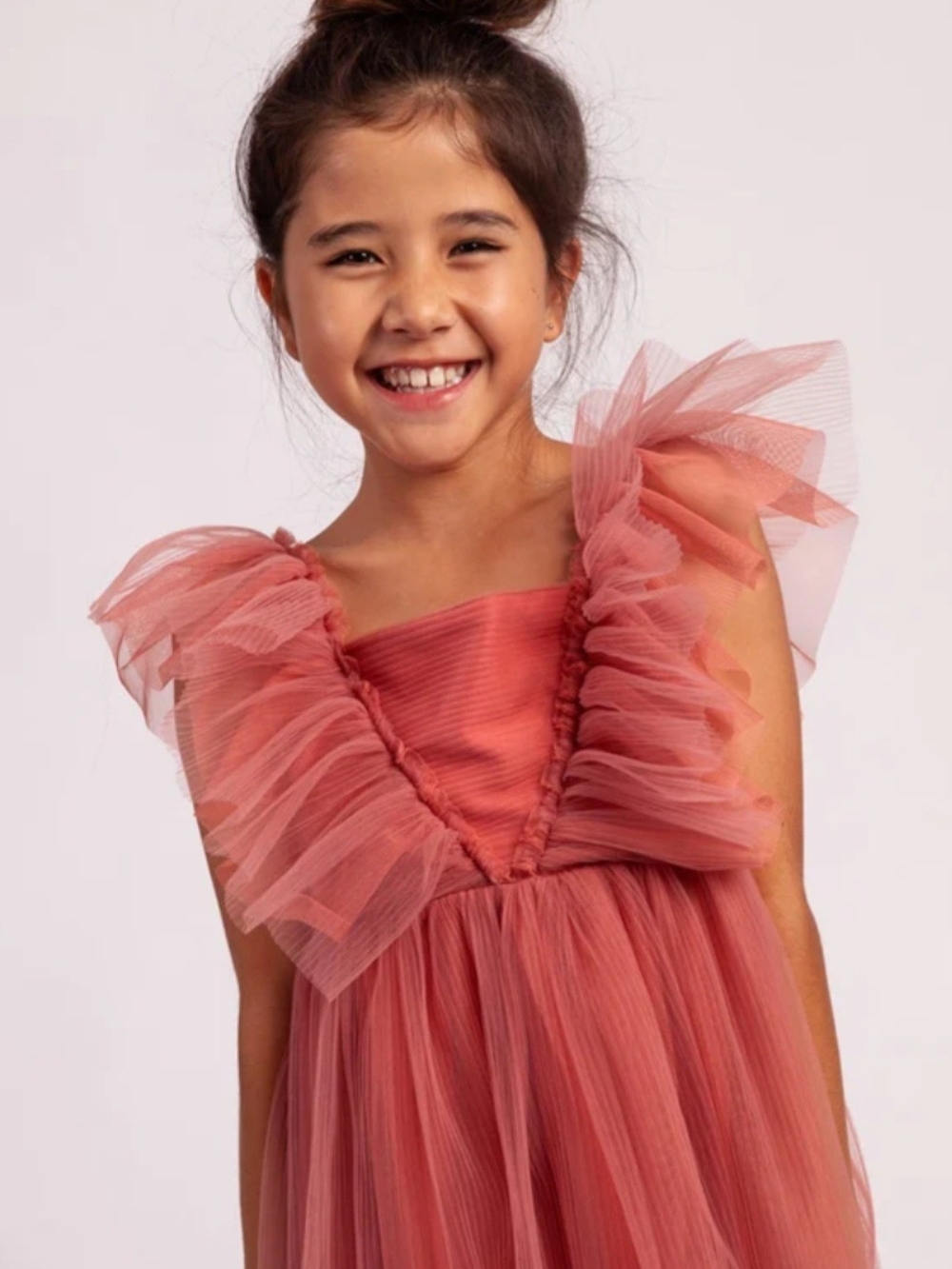 LIKE NEW - Dusty Pink Ruffled Tulle Formal Dress